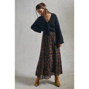 $ 368 NWOT Antik Batik Otto Paisley Crepe Maxi Skirt Size S Ruffle Hem